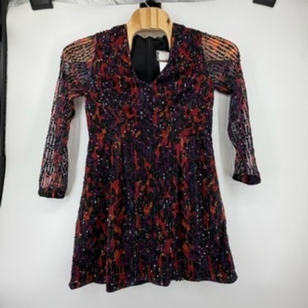 French Connection Inari‎ Embellished Leopard Sequin Dress Multi 12 71TFM NEW